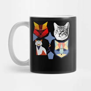 Geometric Cats Colourful Abstract Anime Design Mug